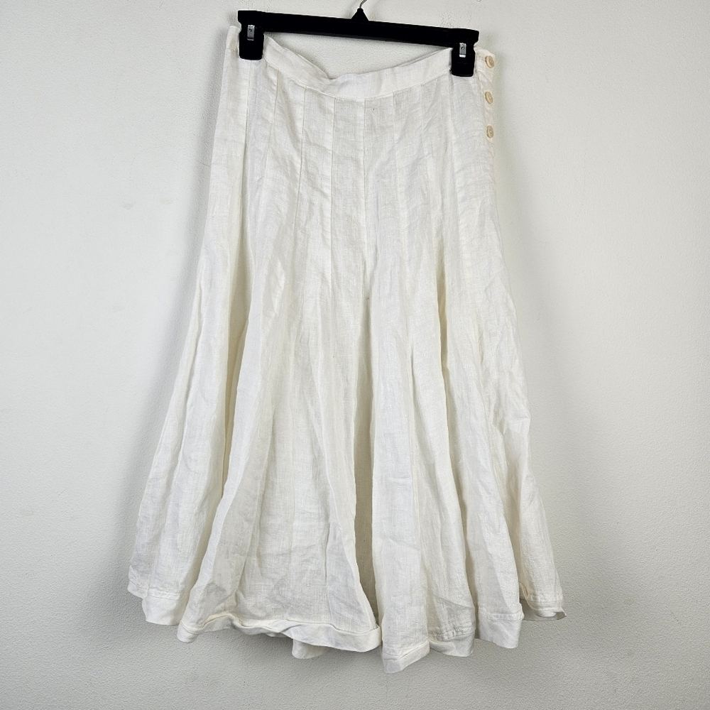 CP SHADES 100% Linen Ivory Skirt Size XS